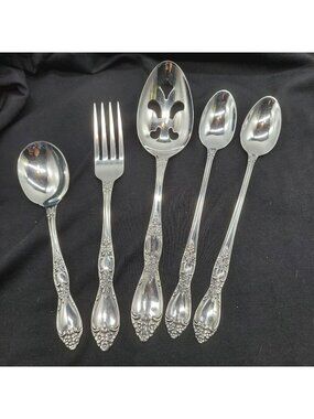 Oneida Wm. A. Rogers Ice Tea Serving Sugar Spoons Fork Lot Of 5